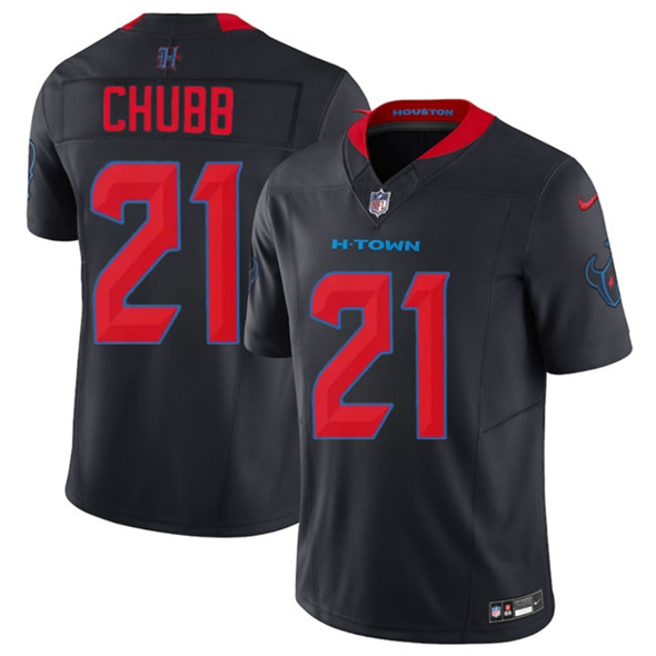 Men's Houston Texans 21 Nick Chubb Navy 2nd Alternate 2025 F.U.S.E. Vapor Limited Football Stitched Jersey