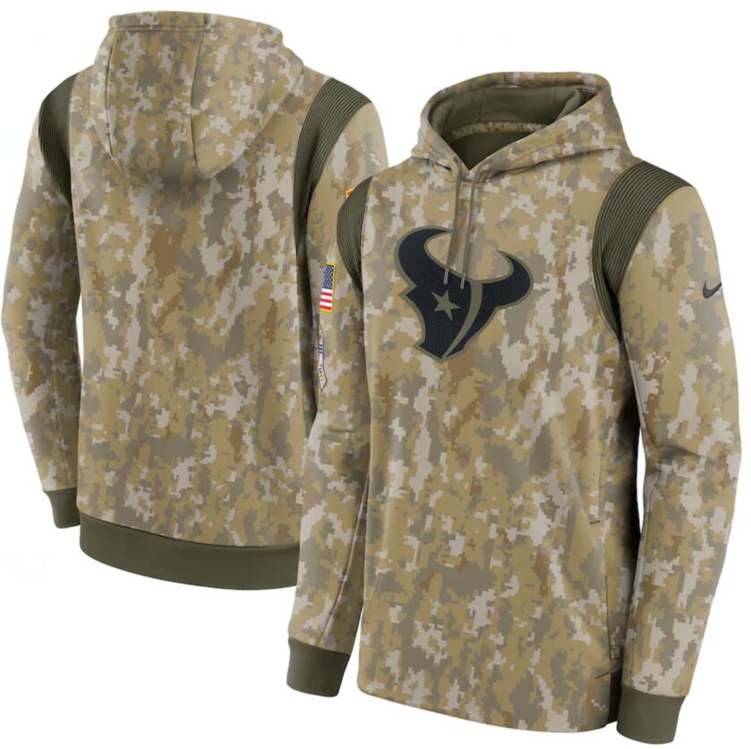 Men's Houston Texans Nike Camo 2021 Salute To Service Therma Performance Pullover Hoodie