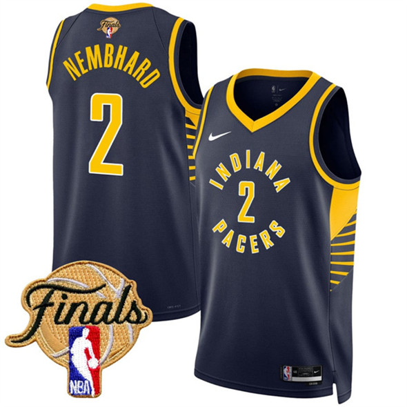Men's Indiana Pacers 2 Andrew Nembhard Navy 2025 Finals Icon Edition Stitched Basketball Jersey