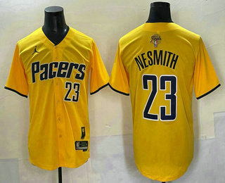 Men's Indiana Pacers 23 Aaron Nesmith Yellow 2025 Finals Vapor Stitched Baseball Jersey