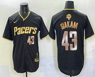 Men's Indiana Pacers 43 Pascal Siakam Black Gold 2025 Finals Vapor Stitched Baseball Jersey