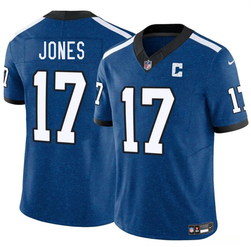 Men's Indianapolis Colts 17 Daniel Jones Blue 2025 F.U.S.E. Throwback Vapor Limited Football Stitched Jersey