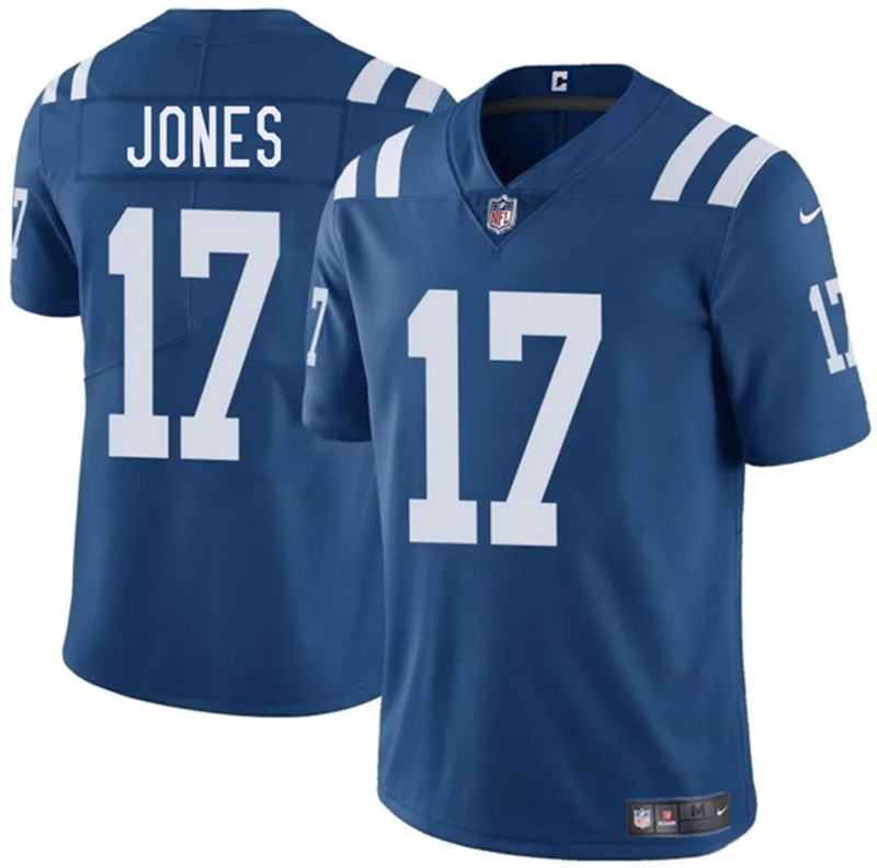 Men's Indianapolis Colts 17 Daniel Jones Blue 2025 Vapor Limited Football Stitched Jersey