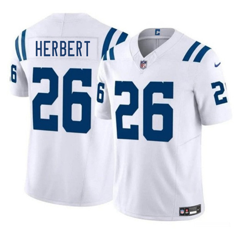 Men's Indianapolis Colts 26 Khalil Herbert White 2025 F.U.S.E. Vapor Limited Football Stitched Jersey