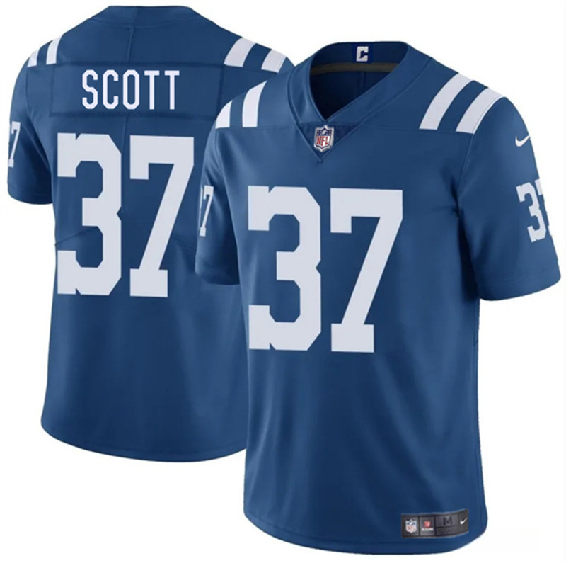 Men's Indianapolis Colts 37 Daniel Scott Blue 2025 Vapor Limited Football Stitched Jersey