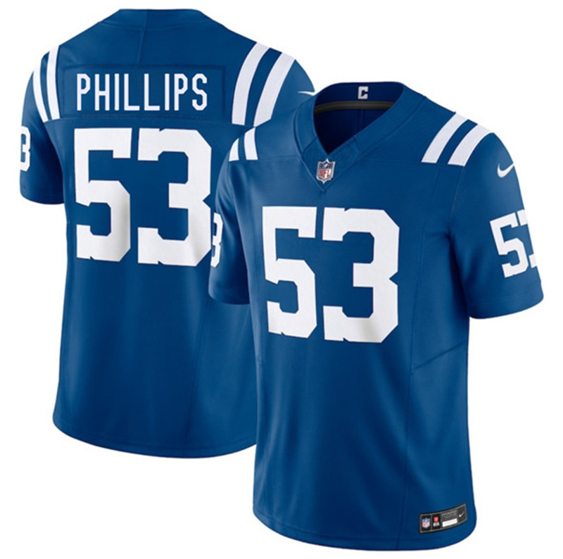 Men's Indianapolis Colts 53 Jacob Phillips Blue 2025 F.U.S.E. Vapor Limited Football Stitched Jersey
