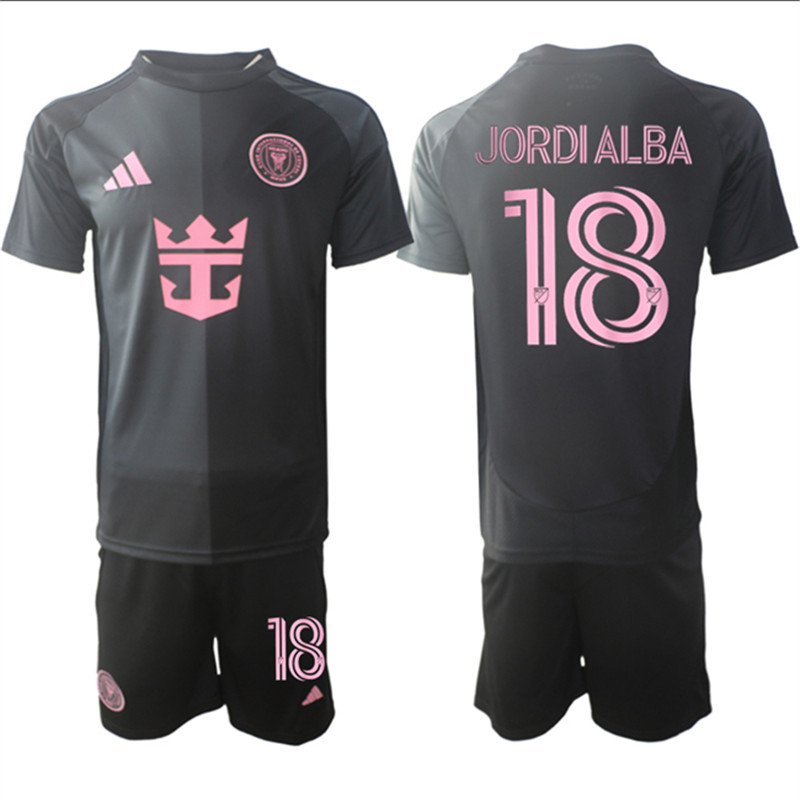 Men's Inter Miami CF 18 Jordi Alba 2025 Black Away Soccer Jersey Suit