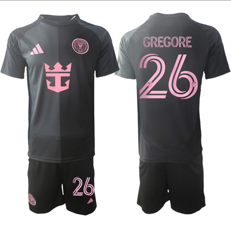 Men's Inter Miami CF 26 Gregore 2025 Black Away Soccer Jersey Suit