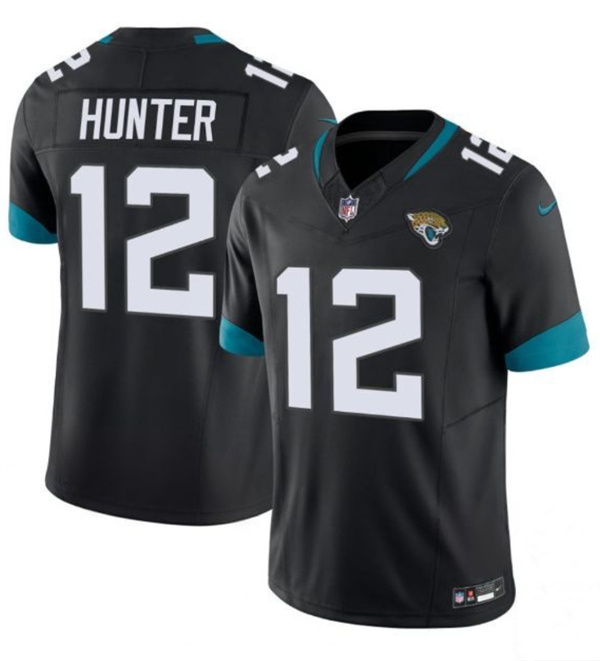 Men's Jacksonville Jaguars 12 Travis Hunter Black 2025 Draft F.U.S.E. Vapor Untouchable Limited Football Stitched Jersey