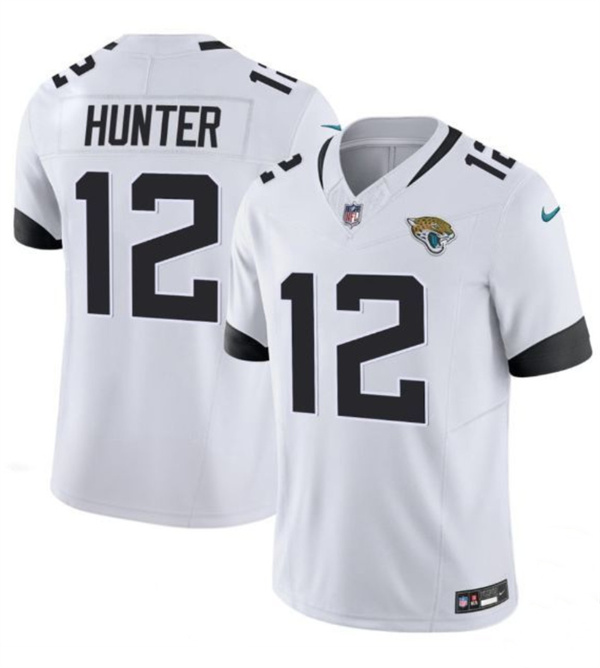 Men's Jacksonville Jaguars 12 Travis Hunter White 2025 Draft F.U.S.E. Vapor Untouchable Limited Football Stitched Jersey