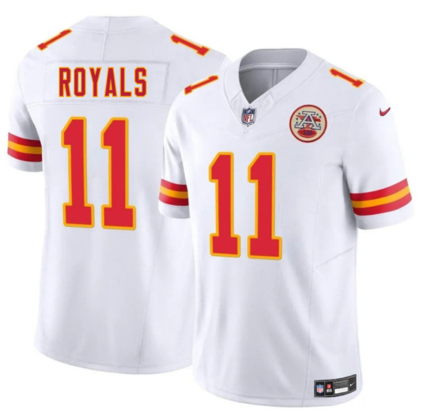 Men's Kansas City Chiefs 11 Jalen Royals White 2025 Draft F.U.S.E. Vapor Untouchable Limited Football Stitched Jersey