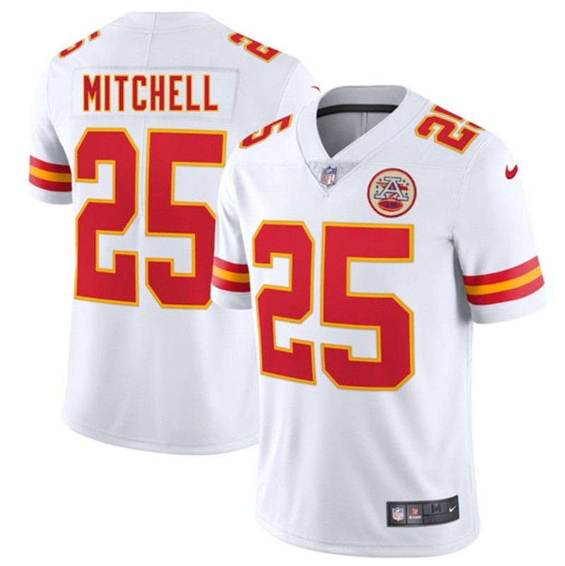 Men's Kansas City Chiefs 25 Elijah Mitchell White 2025 Vapor Untouchable Limited Football Football Stitched Jersey