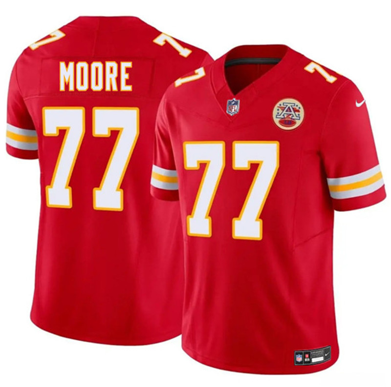 Men's Kansas City Chiefs 77 Jaylon Moore Red 2025 F.U.S.E. Vapor Untouchable Limited Football Stitched Jersey