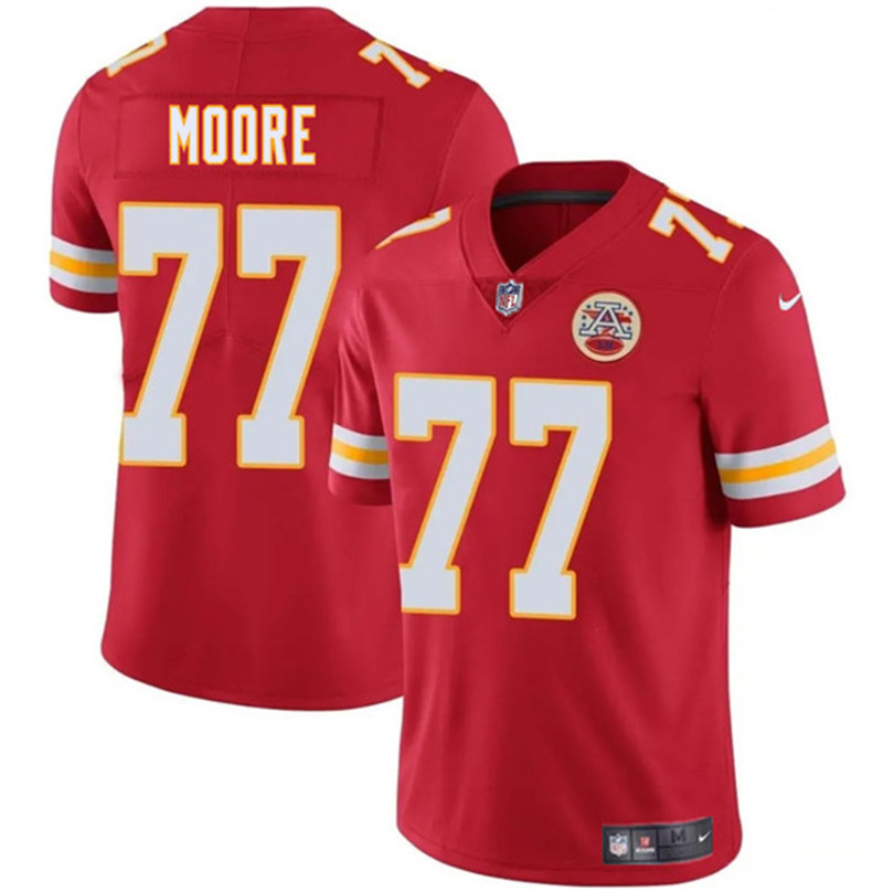 Men's Kansas City Chiefs 77 Jaylon Moore Red 2025 Vapor Untouchable Limited Football Stitched Jersey
