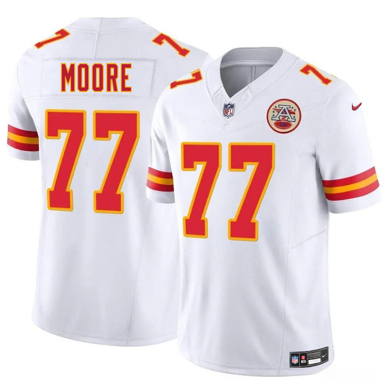 Men's Kansas City Chiefs 77 Jaylon Moore White 2025 F.U.S.E. Vapor Untouchable Limited Football Stitched Jersey
