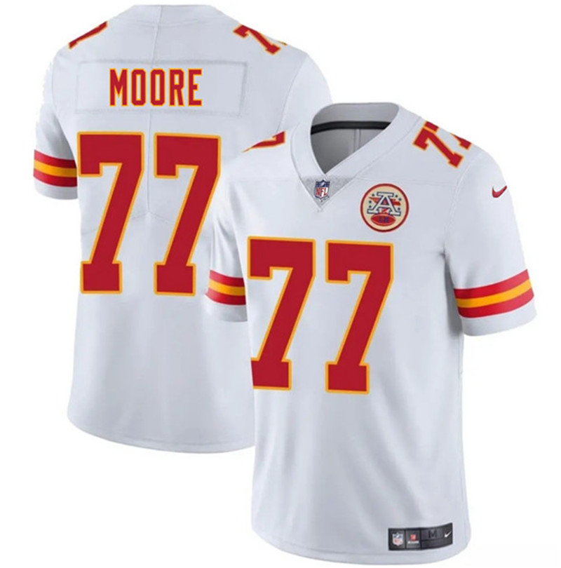 Men's Kansas City Chiefs 77 Jaylon Moore White 2025 Vapor Untouchable Limited Football Stitched Jersey