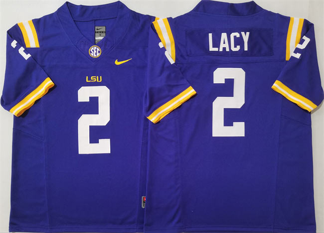 Men's LSU Tigers 2 Kyren Lacy Purple F.U.S.E. Stitched Jersey
