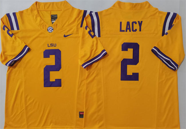 Men's LSU Tigers 2 Kyren Lacy Yellow F.U.S.E. Stitched Jersey