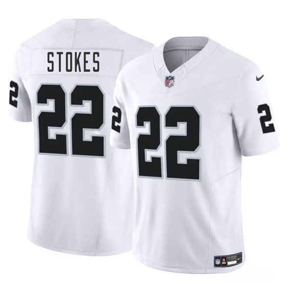 Men's Las Vegas Raiders 22 Eric Stokes White 2025 F.U.S.E. Vapor Football Stitched Jersey