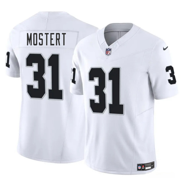 Men's Las Vegas Raiders 31 Raheem Mostert White 2025 F.U.S.E. Vapor Football Stitched Jersey