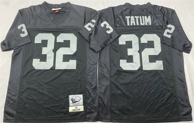 Men's Las Vegas Raiders 32 Jack Tatum Black Throwback Stitched Football Jersey