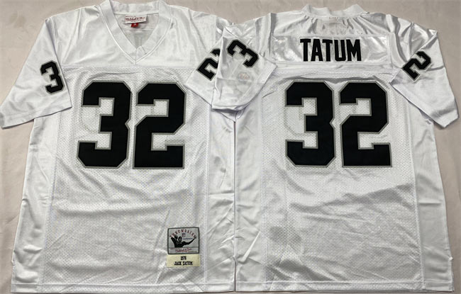 Men's Las Vegas Raiders 32 Jack Tatum White Throwback Stitched Football Jersey
