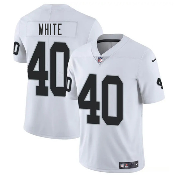 Men's Las Vegas Raiders 40 Devin White White 2025 Vapor Football Stitched Jersey