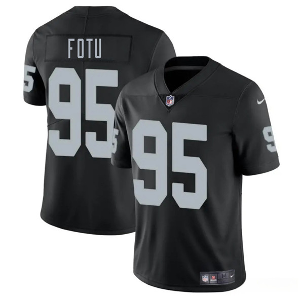 Men's Las Vegas Raiders 95 Leki Fotu Black 2025 Vapor Football Stitched Jersey