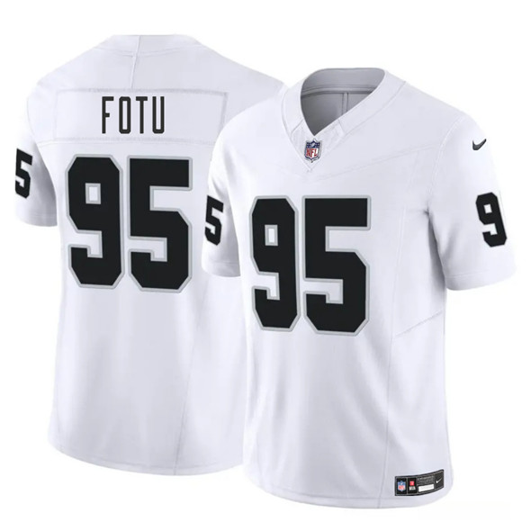 Men's Las Vegas Raiders 95 Leki Fotu White 2025 F.U.S.E. Vapor Football Stitched Jersey