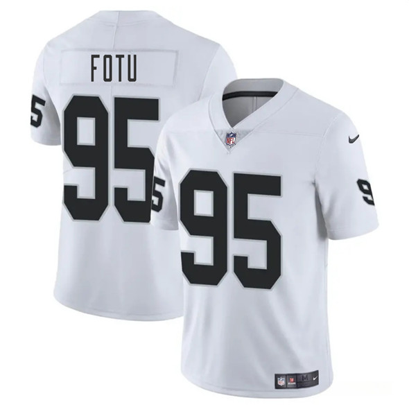 Men's Las Vegas Raiders 95 Leki Fotu White 2025 Vapor Football Stitched Jersey