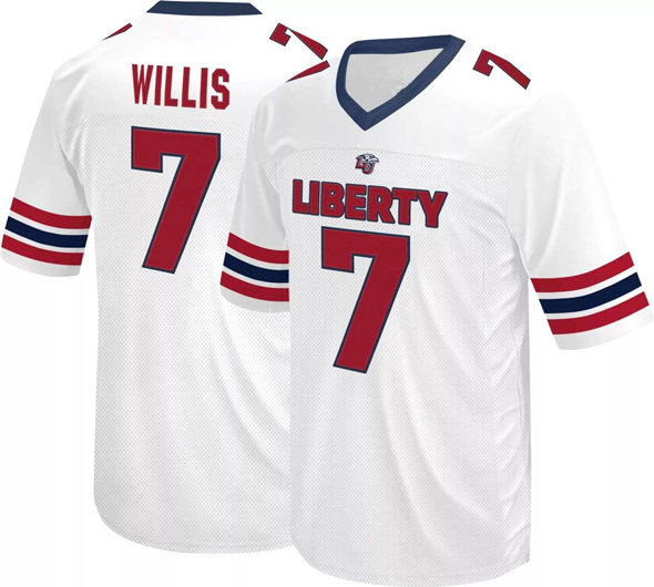 Men's Liberty Flames 7 Malik Willis White Stitched Football Jersey