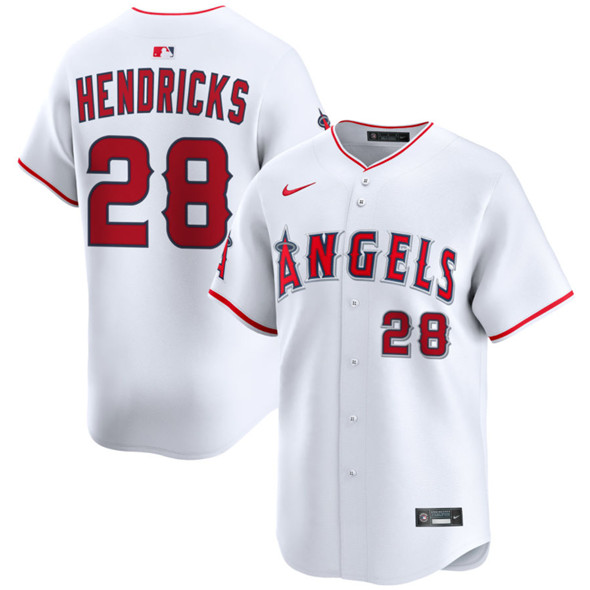 Men's Los Angeles Angels 28 Kyle Hendricks White 2024 Home Limited Stitched Baseball Jersey