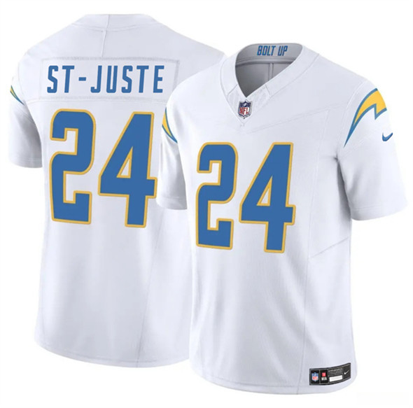Men's Los Angeles Chargers 24 Benjamin St Juste White 2024 F.U.S.E. Vapor Limited Football Stitched Jersey