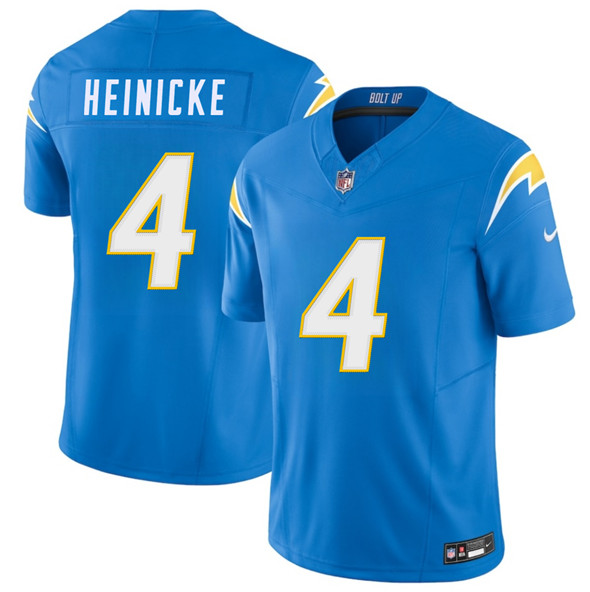 Men's Los Angeles Chargers 4 Taylor Heinicke Blue 2025 F.U.S.E. Vapor Limited Football Stitched Jersey