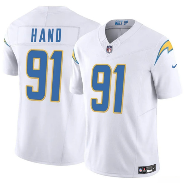 Men's Los Angeles Chargers 91 Da'Shawn Hand White 2025 F.U.S.E. Vapor Limited Football Stitched Jersey