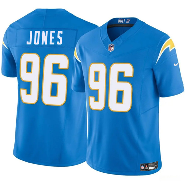 Men's Los Angeles Chargers 96 Naquan Jones Blue 2025 F.U.S.E. Vapor Limited Football Stitched Jersey