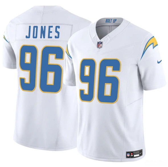 Men's Los Angeles Chargers 96 Naquan Jones White 2025 F.U.S.E. Vapor Limited Football Stitched Jersey