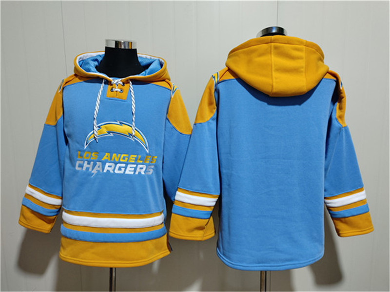 Men's Los Angeles Chargers Blank Light Blue Ageless Must Have Lace Up Pullover Hoodie