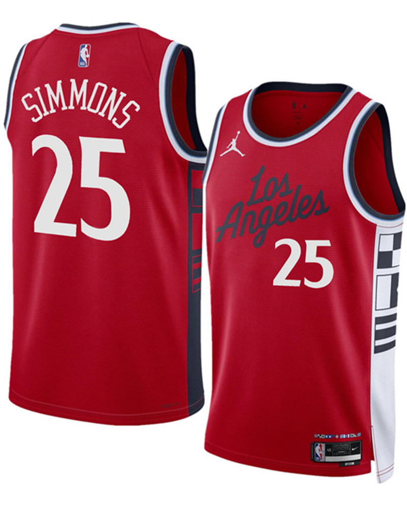 Men's Los Angeles Clippers 25 Ben Simmons Red 2024 25 Statement Edition Stitched Jersey