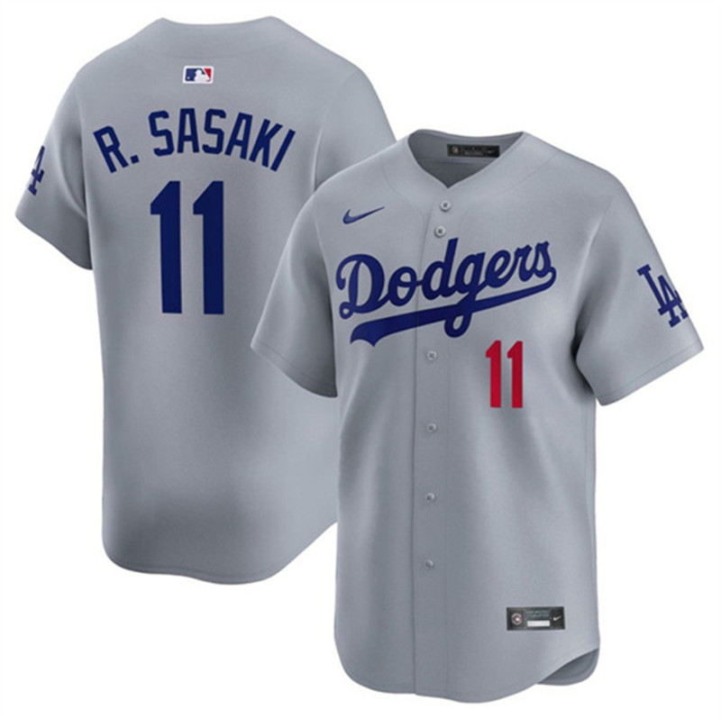 Men's Los Angeles Dodgers 11 Roki Sasaki Gray 2025 Alternate Limited Stitched Baseball Jersey