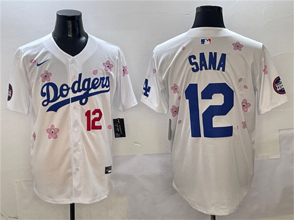 Men's Los Angeles Dodgers 12 Sana White 2025 Tokyo Series Limited Stitched Baseball Jersey