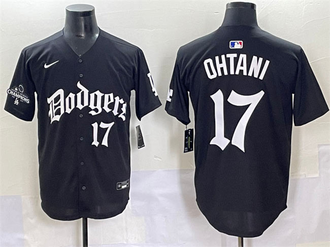 Men's Los Angeles Dodgers 17 Shohei Ohtani Black 2025 LA Gothic Style With 2024 World Series Champions Patch Vapor Premier Limited Stitched Baseball Jersey