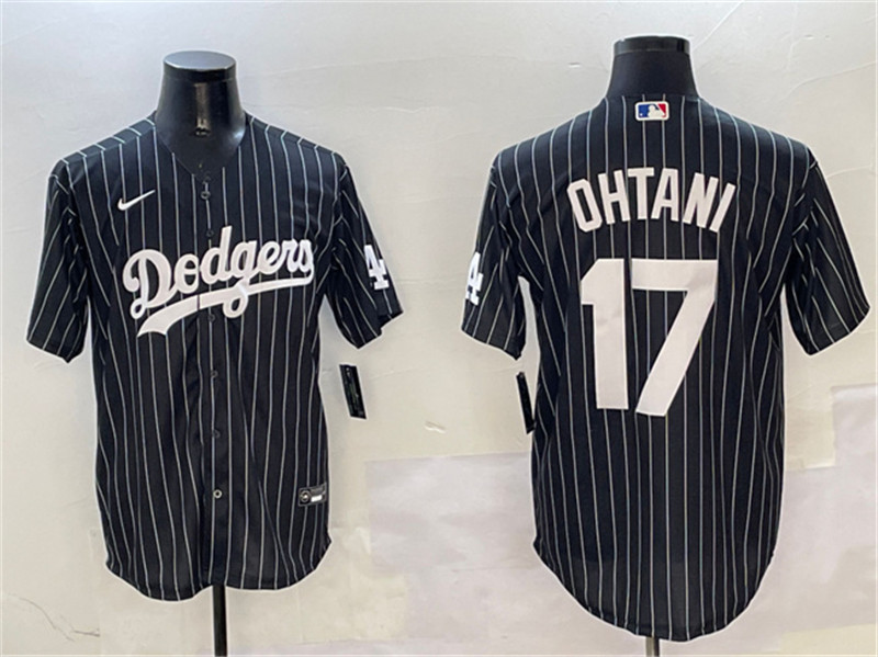 Men's Los Angeles Dodgers 17 Shohei Ohtani Black Cool Base Stitched Baseball Jersey