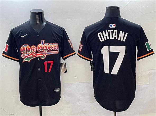 Men's Los Angeles Dodgers 17 Shohei Ohtani Black Mexico Limited Stitched Baseball Jersey