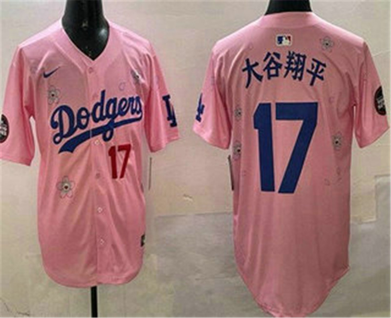 Men's Los Angeles Dodgers 17 Shohei Ohtani Pink Japanese 2025 Tokyo Series Limited Jersey