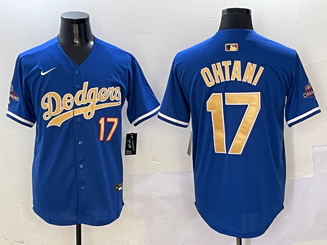 Men's Los Angeles Dodgers 17 Shohei Ohtani Royal 2025 Gold Collection Limited Stitched Baseball Jersey
