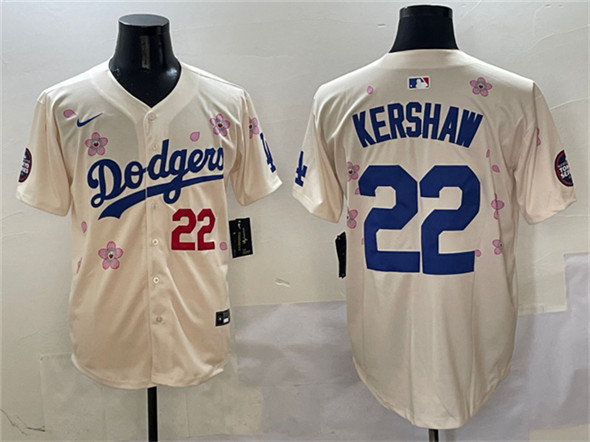 Men's Los Angeles Dodgers 22 Clayton Kershaw Cream 2025 Tokyo Series Limited Stitched Baseball Jersey