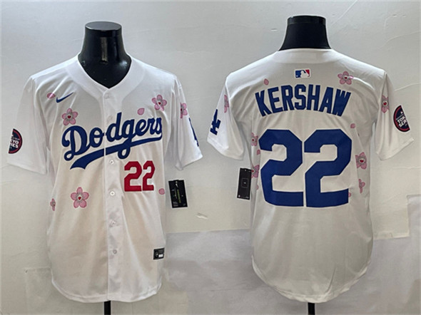 Men's Los Angeles Dodgers 22 Clayton Kershaw White 2025 Tokyo Series Limited Stitched Baseball Jersey