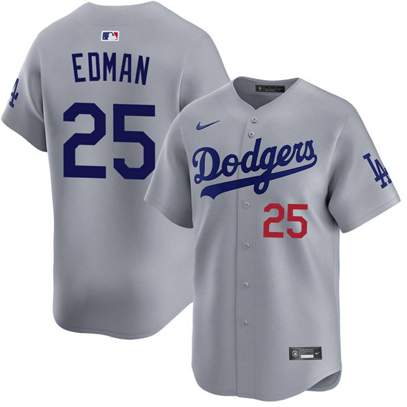 Men's Los Angeles Dodgers 25 Tommy Edman Gray Limited Stitched Baseball Jersey