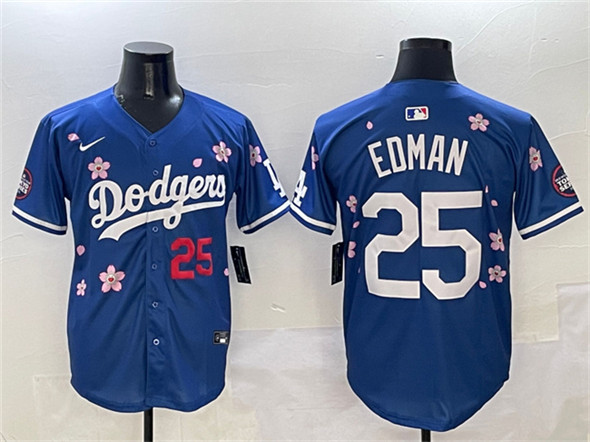 Men's Los Angeles Dodgers 25 Tommy Edman Royal 2025 Tokyo Series Limited Stitched Baseball Jersey